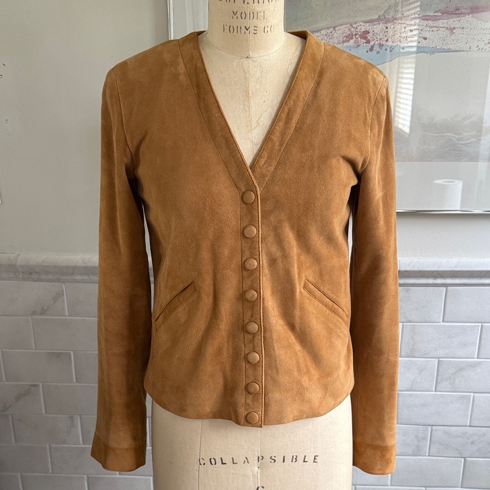 Agnes B. Suede Snap Cardigan Jacket - Picture 2 of 9